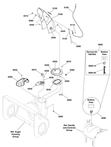 Chute And Rotation Group Diagram and Parts List for 1696155-00-924MD 2012 Briggs and Stratton Snow Blower
